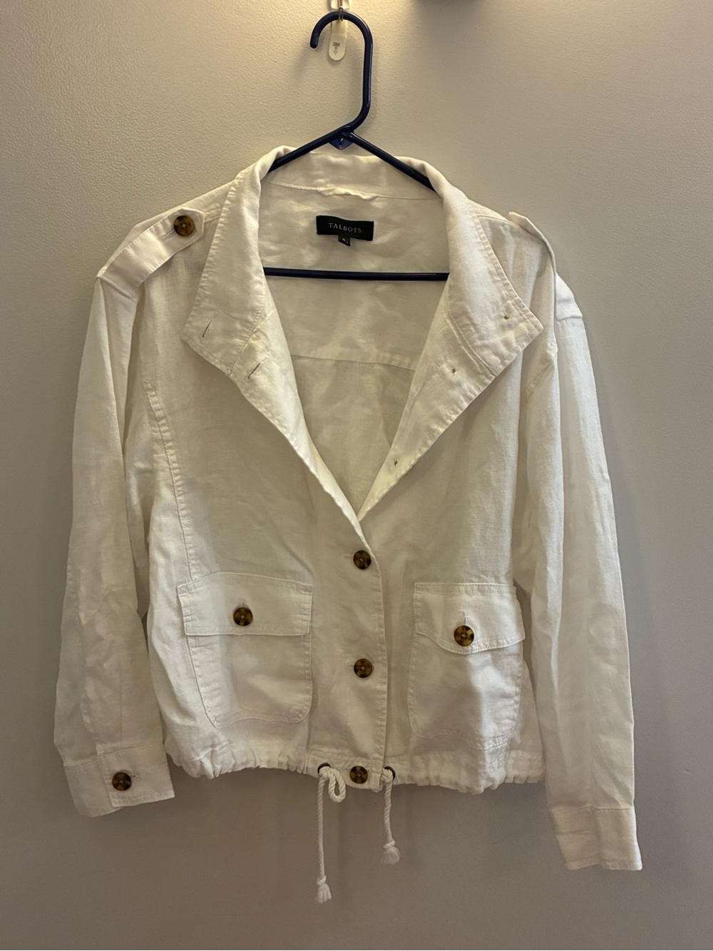Talbots White Washed Linen Jacket XL
